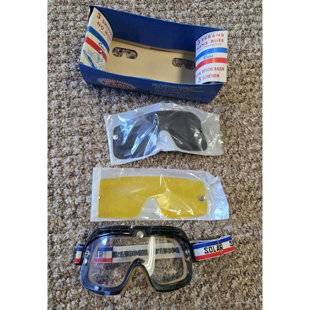 Solar Snowmobile Goggle ATV Adult Size New Vintage Yellow Black Lens